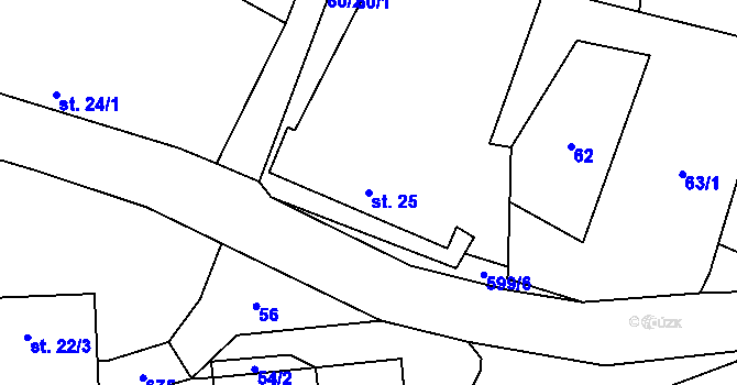 Parcela st. 25 v KÚ Lážovice, Katastrální mapa