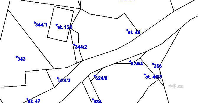 Parcela st. 46 v KÚ Lážovice, Katastrální mapa