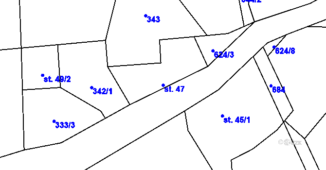 Parcela st. 47 v KÚ Lážovice, Katastrální mapa