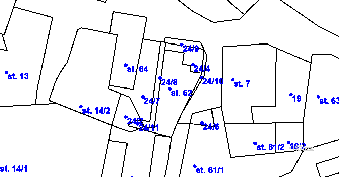 Parcela st. 62 v KÚ Lážovice, Katastrální mapa