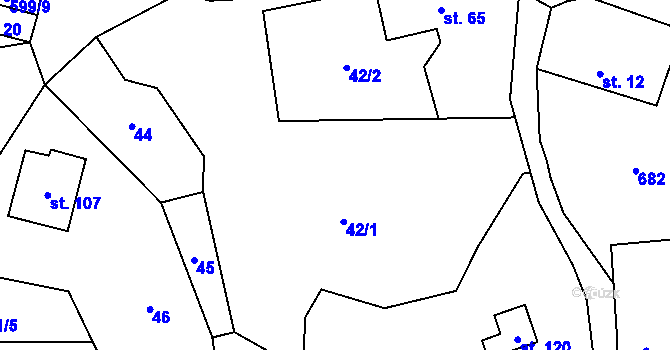 Parcela st. 42/1 v KÚ Lážovice, Katastrální mapa