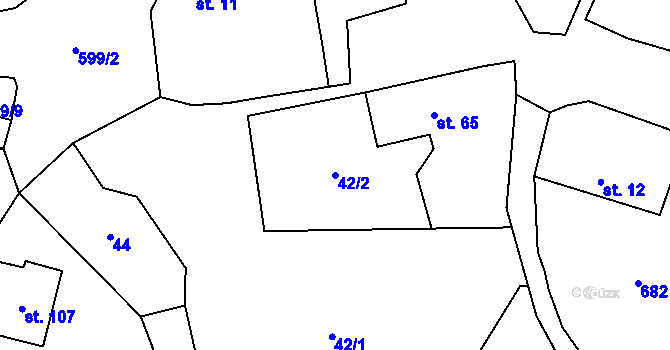 Parcela st. 42/2 v KÚ Lážovice, Katastrální mapa
