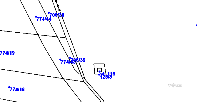 Parcela st. 125/4 v KÚ Lážovice, Katastrální mapa