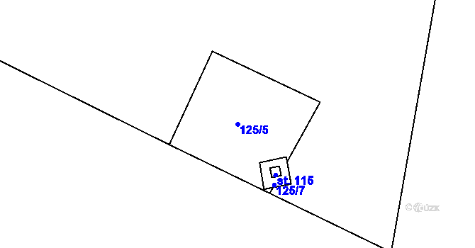 Parcela st. 125/5 v KÚ Lážovice, Katastrální mapa