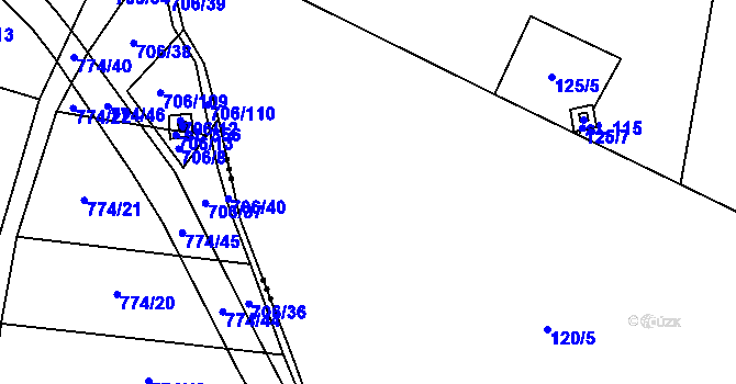 Parcela st. 125/6 v KÚ Lážovice, Katastrální mapa