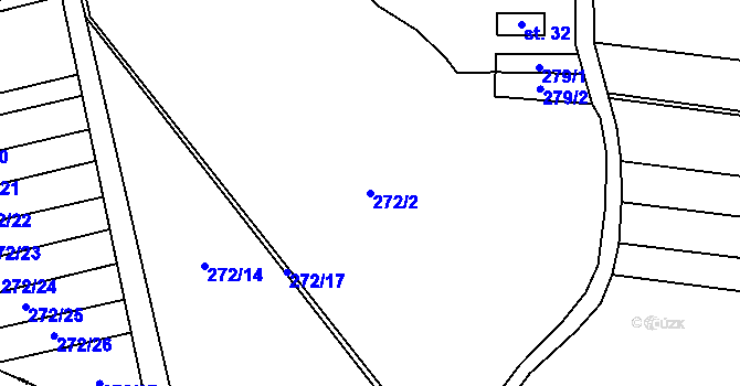 Parcela st. 272/2 v KÚ Lážovice, Katastrální mapa