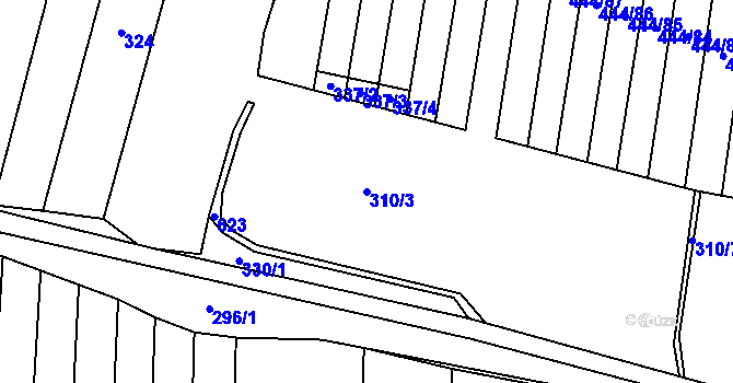 Parcela st. 310/3 v KÚ Lážovice, Katastrální mapa