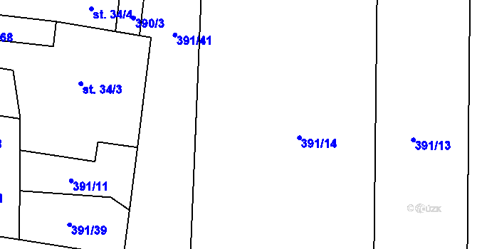 Parcela st. 391/40 v KÚ Lážovice, Katastrální mapa