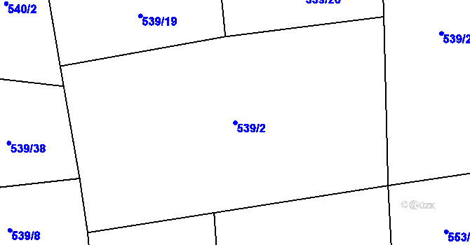 Parcela st. 539/2 v KÚ Lážovice, Katastrální mapa