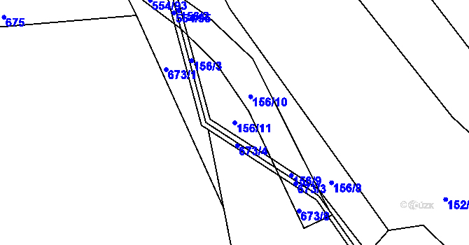 Parcela st. 156/11 v KÚ Lážovice, Katastrální mapa