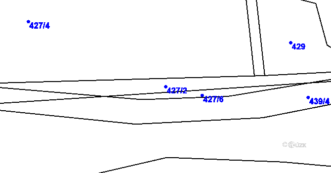 Parcela st. 427/2 v KÚ Lážovice, Katastrální mapa