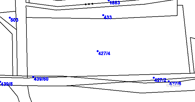 Parcela st. 427/4 v KÚ Lážovice, Katastrální mapa