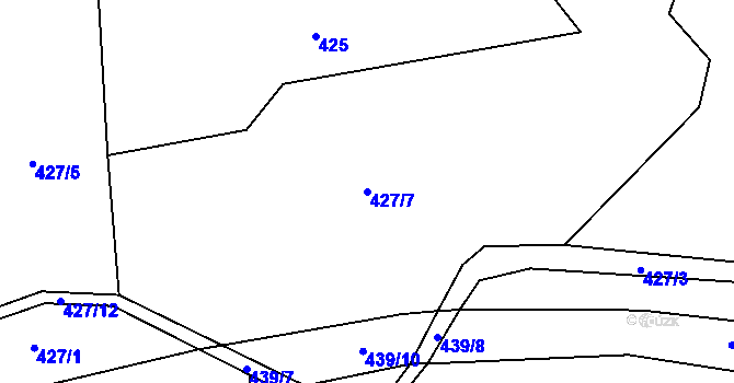 Parcela st. 427/7 v KÚ Lážovice, Katastrální mapa
