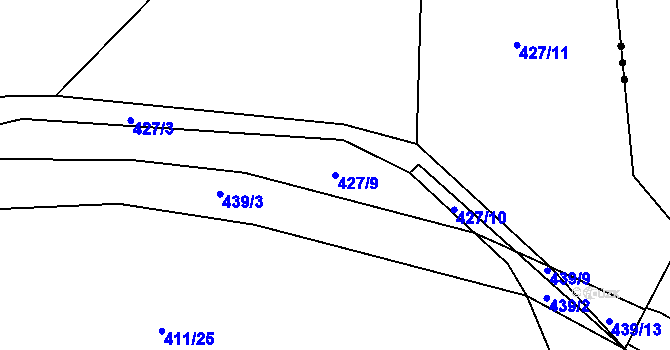 Parcela st. 427/9 v KÚ Lážovice, Katastrální mapa