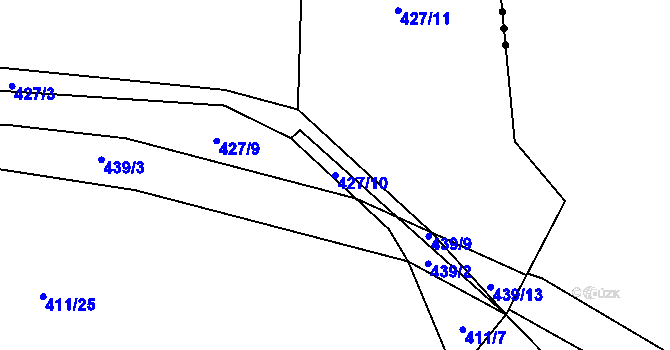 Parcela st. 427/10 v KÚ Lážovice, Katastrální mapa