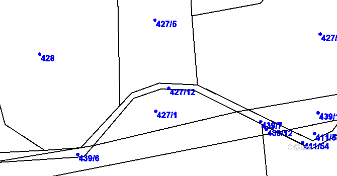 Parcela st. 427/12 v KÚ Lážovice, Katastrální mapa