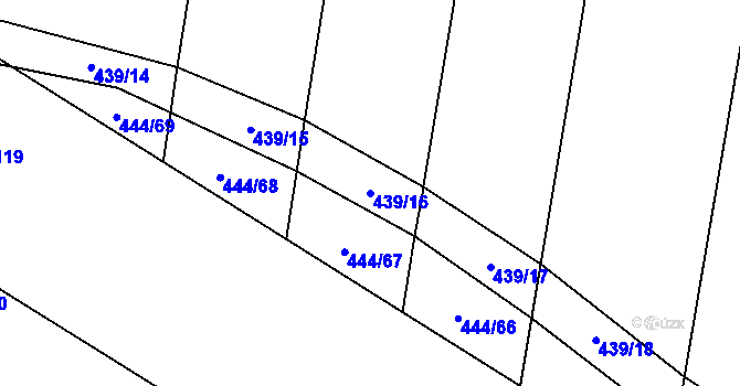 Parcela st. 439/16 v KÚ Lážovice, Katastrální mapa
