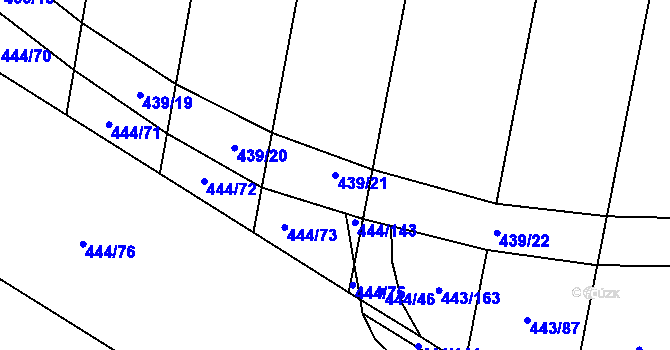 Parcela st. 439/21 v KÚ Lážovice, Katastrální mapa