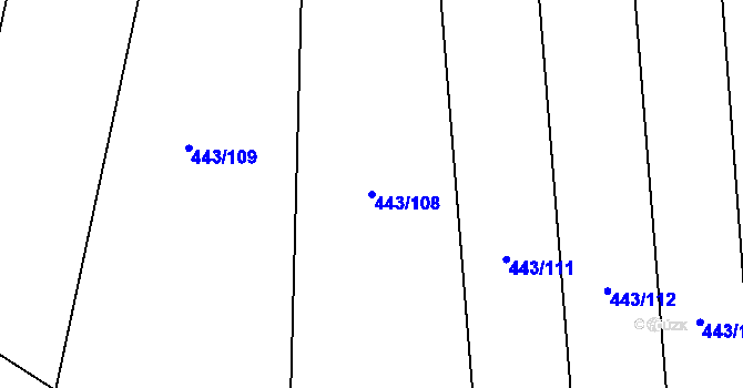 Parcela st. 443/108 v KÚ Lážovice, Katastrální mapa