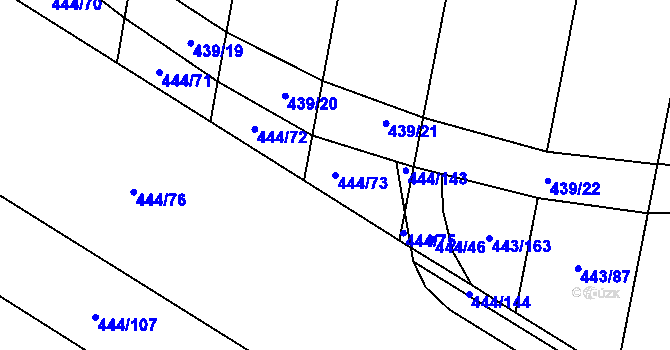Parcela st. 444/73 v KÚ Lážovice, Katastrální mapa