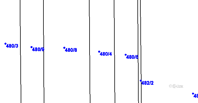 Parcela st. 480/4 v KÚ Lážovice, Katastrální mapa