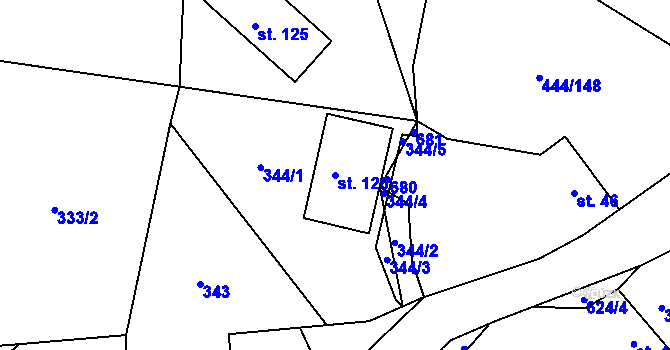 Parcela st. 126 v KÚ Lážovice, Katastrální mapa