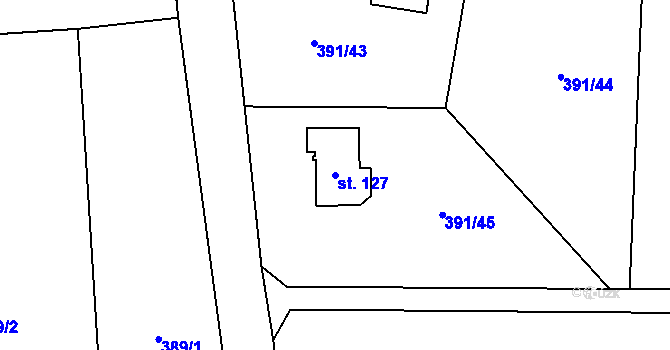 Parcela st. 127 v KÚ Lážovice, Katastrální mapa