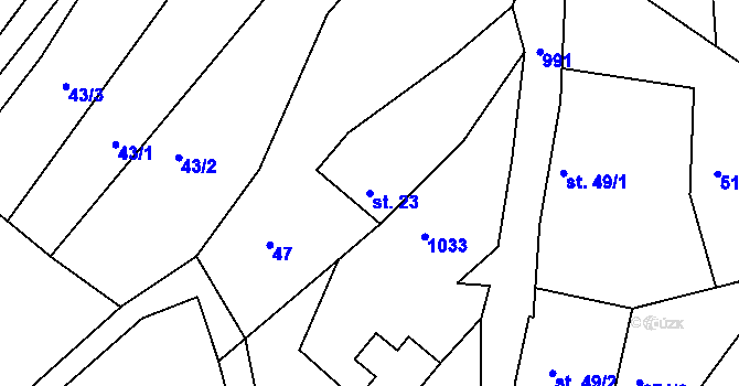 Parcela st. 23 v KÚ Lbosín, Katastrální mapa