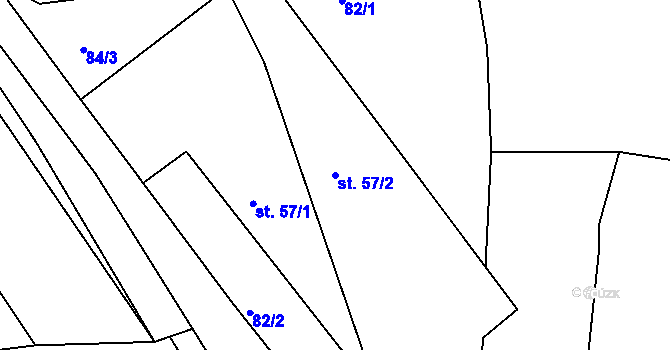 Parcela st. 57/2 v KÚ Lbosín, Katastrální mapa