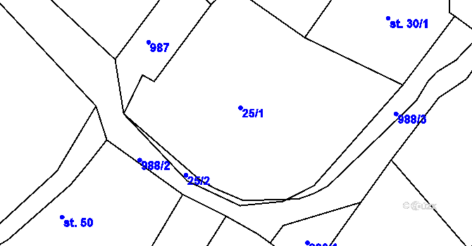Parcela st. 25 v KÚ Lbosín, Katastrální mapa