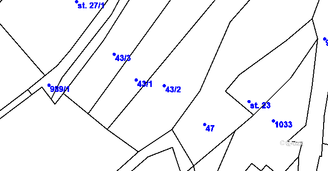 Parcela st. 43/2 v KÚ Lbosín, Katastrální mapa