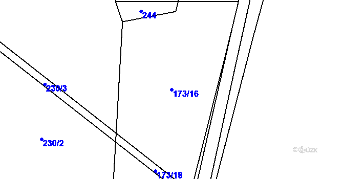 Parcela st. 173/16 v KÚ Lbosín, Katastrální mapa