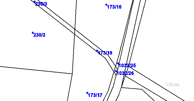 Parcela st. 173/18 v KÚ Lbosín, Katastrální mapa