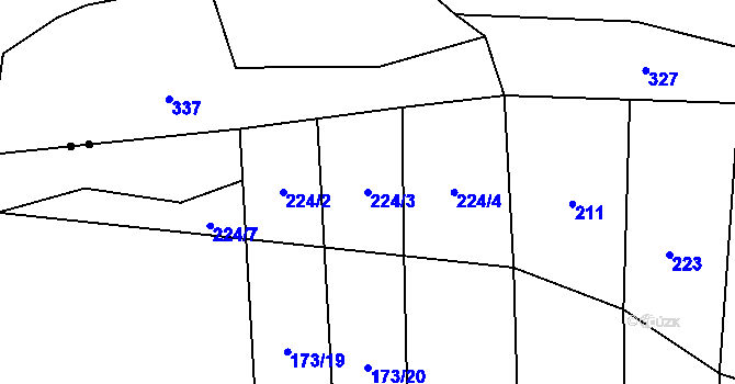 Parcela st. 224/3 v KÚ Lbosín, Katastrální mapa