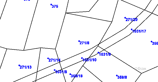 Parcela st. 271/8 v KÚ Lbosín, Katastrální mapa