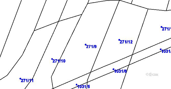 Parcela st. 271/9 v KÚ Lbosín, Katastrální mapa