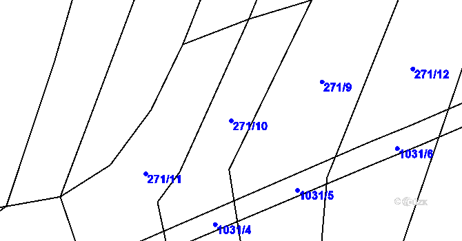 Parcela st. 271/10 v KÚ Lbosín, Katastrální mapa