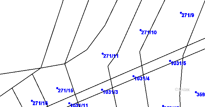 Parcela st. 271/11 v KÚ Lbosín, Katastrální mapa