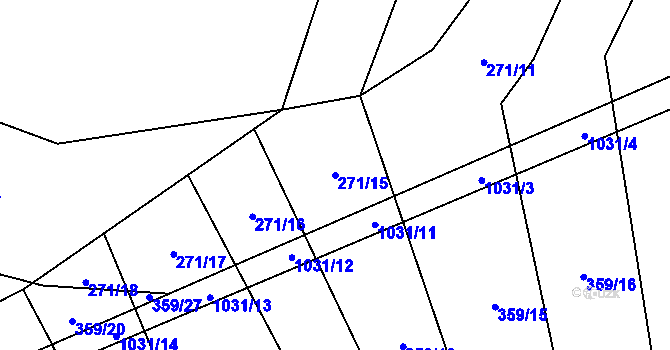 Parcela st. 271/15 v KÚ Lbosín, Katastrální mapa