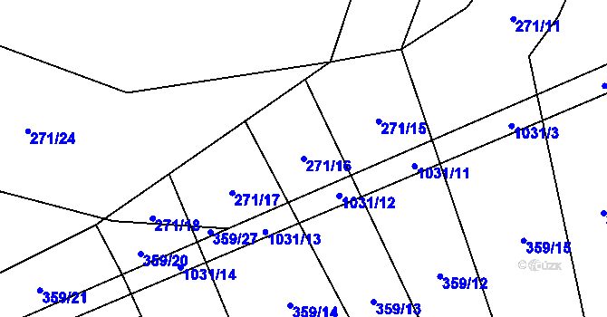 Parcela st. 271/16 v KÚ Lbosín, Katastrální mapa