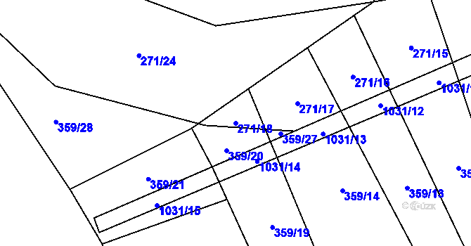 Parcela st. 271/18 v KÚ Lbosín, Katastrální mapa