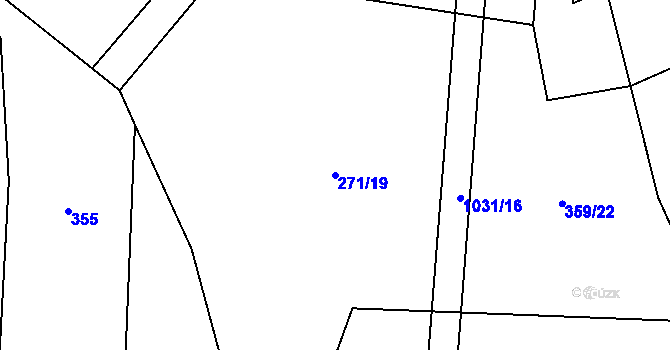 Parcela st. 271/19 v KÚ Lbosín, Katastrální mapa