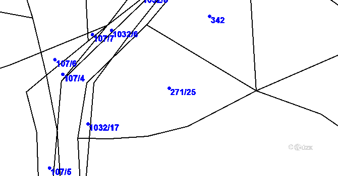 Parcela st. 271/25 v KÚ Lbosín, Katastrální mapa
