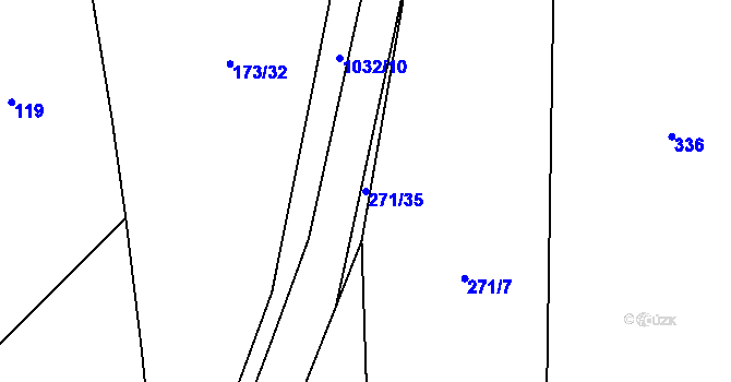 Parcela st. 271/35 v KÚ Lbosín, Katastrální mapa