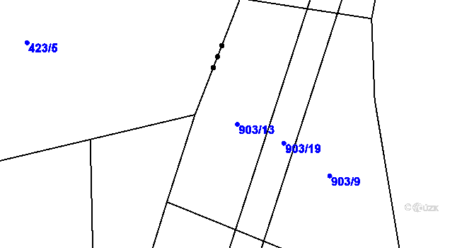 Parcela st. 903/13 v KÚ Lbosín, Katastrální mapa