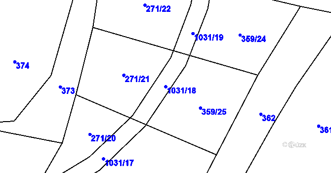 Parcela st. 1031/18 v KÚ Lbosín, Katastrální mapa