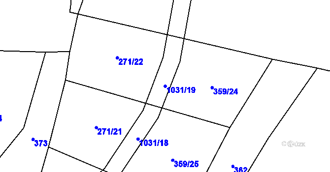Parcela st. 1031/19 v KÚ Lbosín, Katastrální mapa