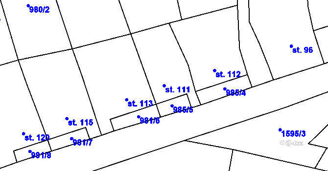 Parcela st. 111 v KÚ Ledce u Kladna, Katastrální mapa