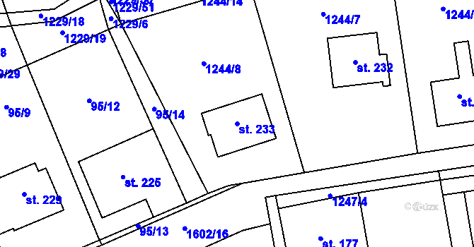 Parcela st. 233 v KÚ Ledce u Kladna, Katastrální mapa