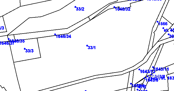 Parcela st. 33/1 v KÚ Ledce u Kladna, Katastrální mapa